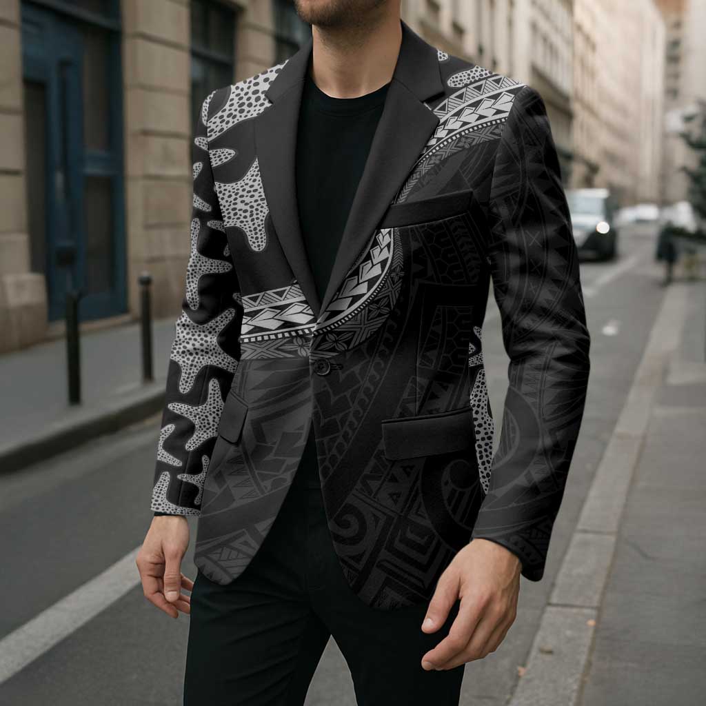 Monotone Polynesian Starfish Unique Pattern Blazer