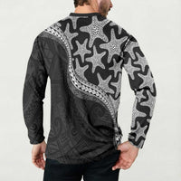Monotone Polynesian Starfish Unique Pattern Button Sweatshirt
