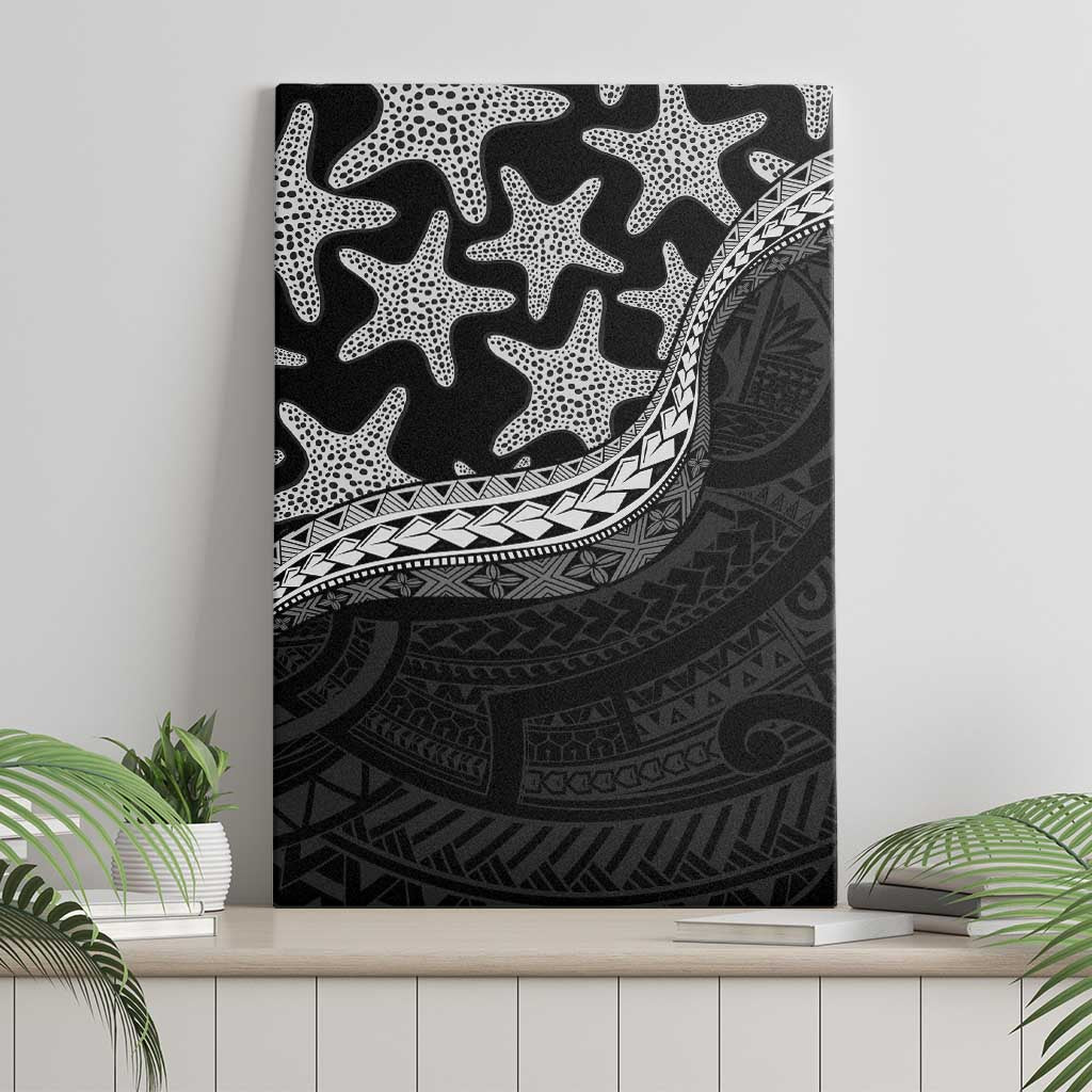 Monotone Polynesian Starfish Unique Pattern Canvas Wall Art