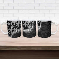 Monotone Polynesian Starfish Unique Pattern Ceramic Mug