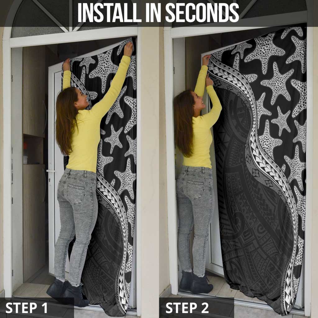 Monotone Polynesian Starfish Unique Pattern Door Cover
