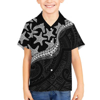 Monotone Polynesian Starfish Unique Pattern Family Matching Mermaid Dress and Hawaiian Shirt
