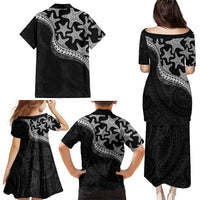 Monotone Polynesian Starfish Unique Pattern Family Matching Puletasi and Hawaiian Shirt