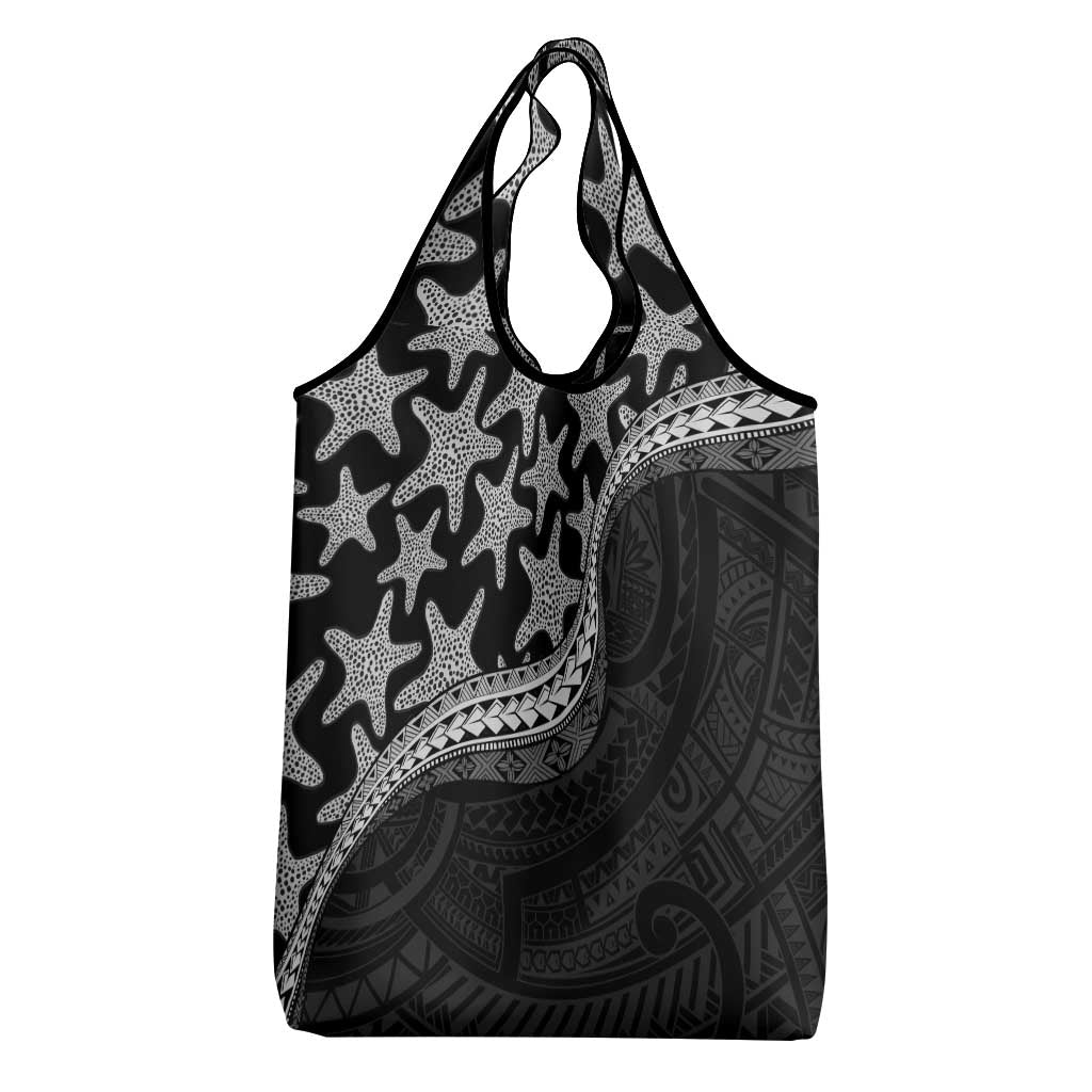 Monotone Polynesian Starfish Unique Pattern Grocery Bag