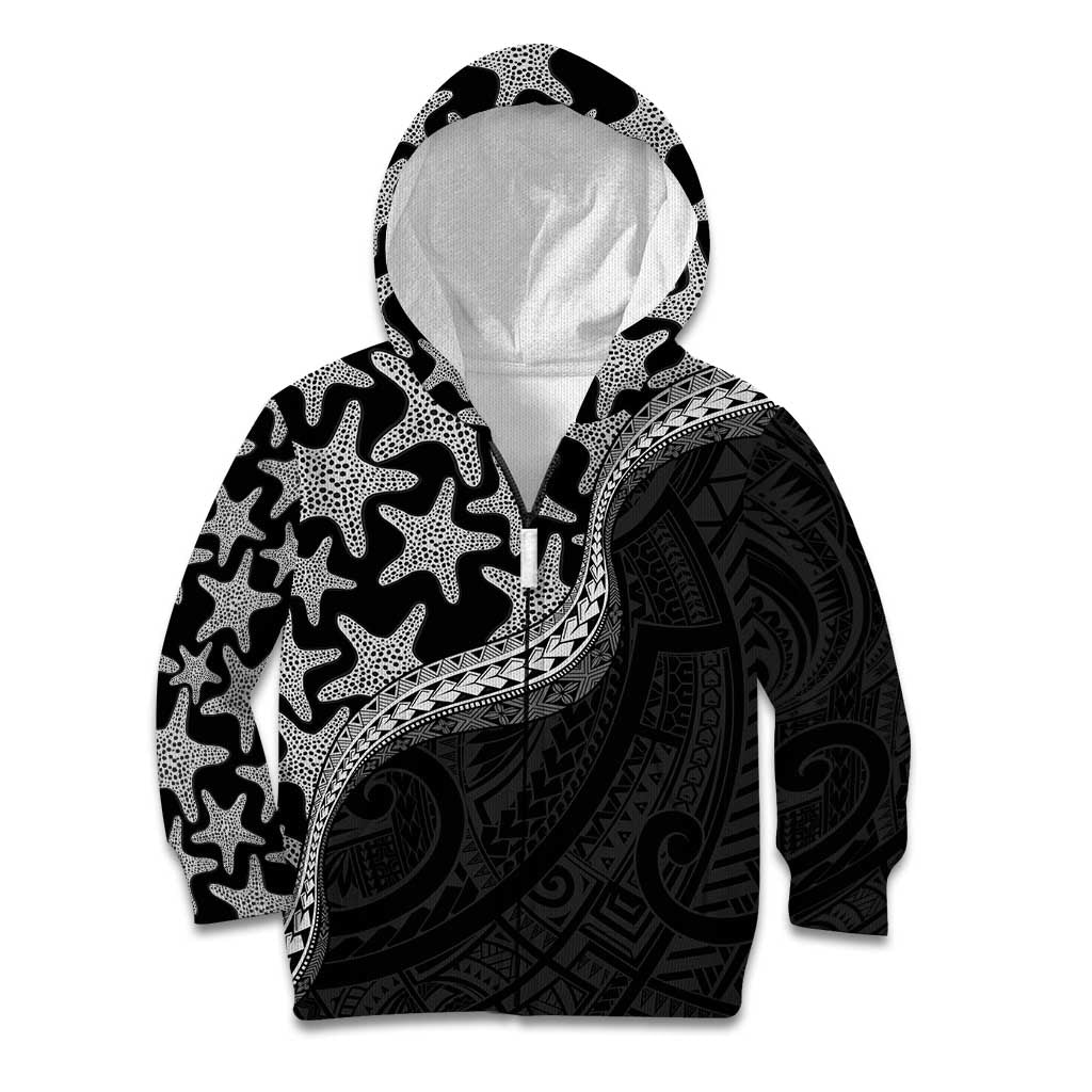Monotone Polynesian Starfish Unique Pattern Kid Hoodie
