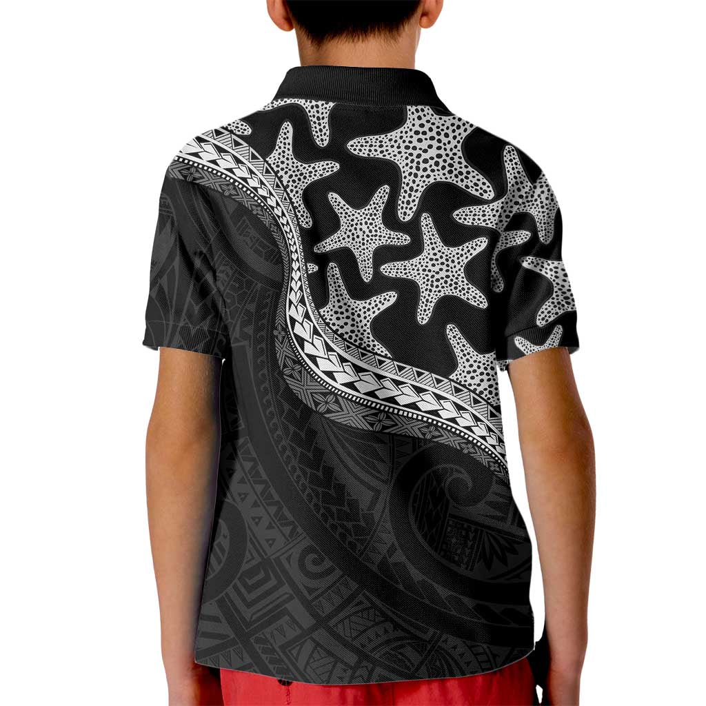 Monotone Polynesian Starfish Unique Pattern Kid Polo Shirt