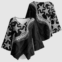 Monotone Polynesian Starfish Unique Pattern Kimono Sleeve Blouse