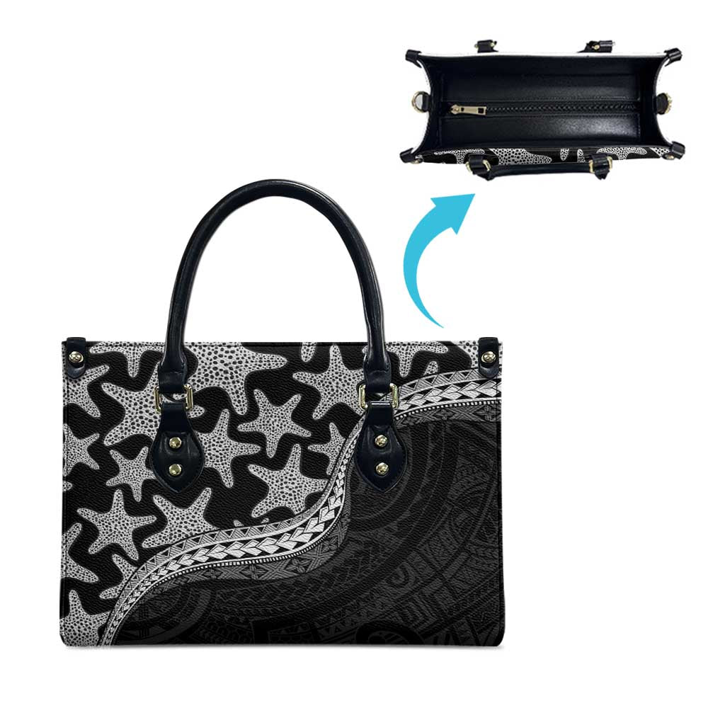 Monotone Polynesian Starfish Unique Pattern Leather Bag