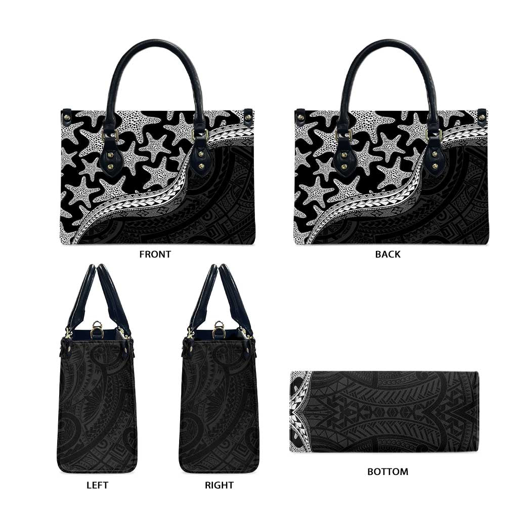 Monotone Polynesian Starfish Unique Pattern Leather Bag