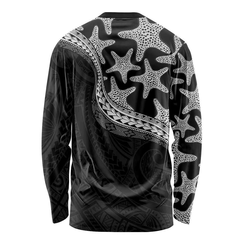Monotone Polynesian Starfish Unique Pattern Long Sleeve Shirt