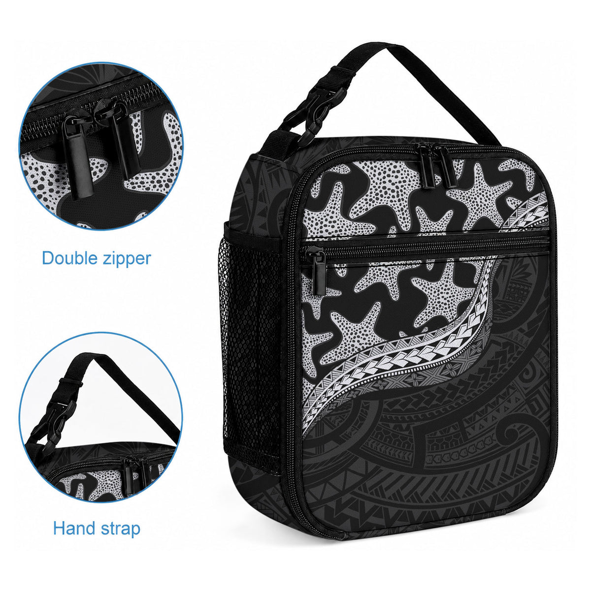 Monotone Polynesian Starfish Unique Pattern Lunch Bag LT01 - Polynesian Pride