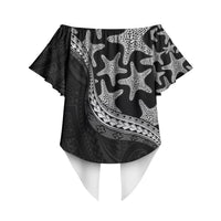 Monotone Polynesian Starfish Unique Pattern Off Shoulder Wrap Waist Top LT01 - Polynesian Pride