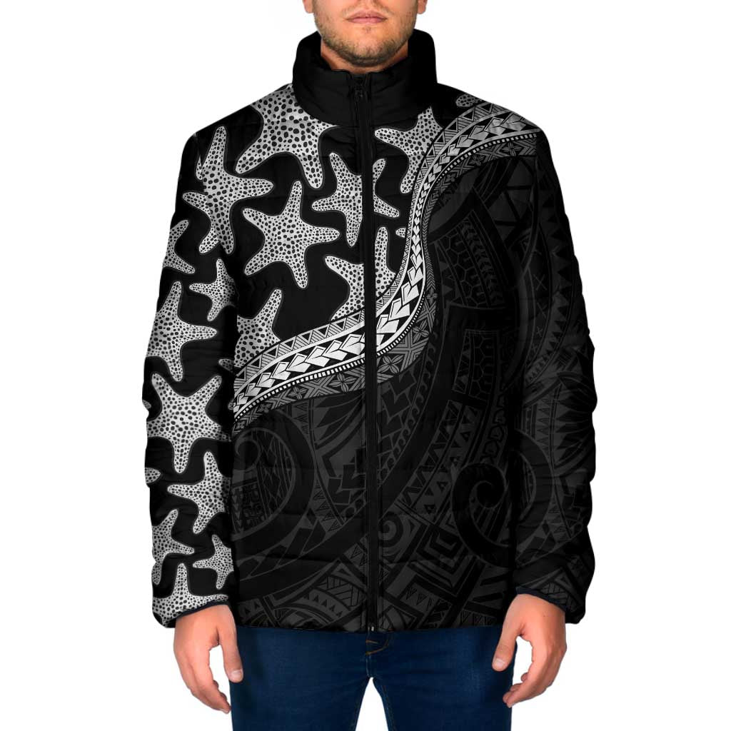 Monotone Polynesian Starfish Unique Pattern Padded Jacket