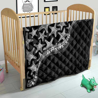 Monotone Polynesian Starfish Unique Pattern Quilt