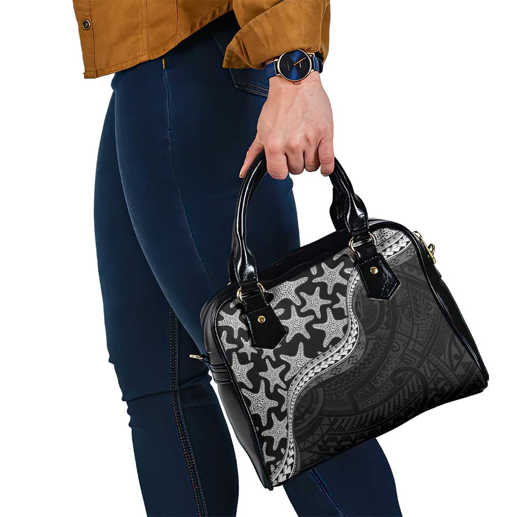 Monotone Polynesian Starfish Unique Pattern Shoulder Handbag