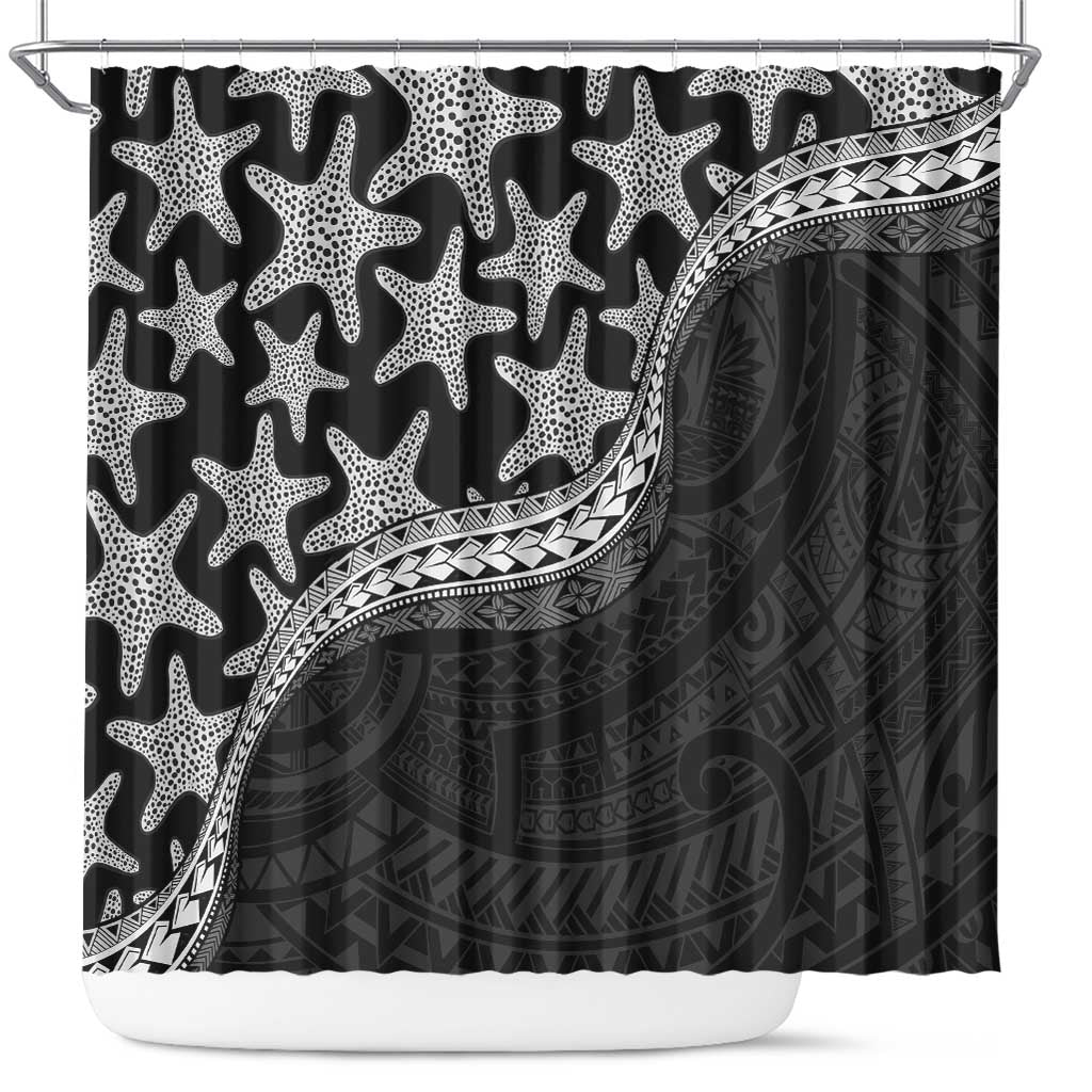 Monotone Polynesian Starfish Unique Pattern Shower Curtain