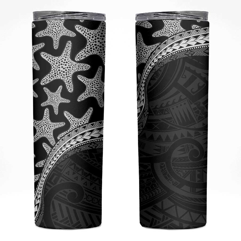 Monotone Polynesian Starfish Unique Pattern Skinny Tumbler