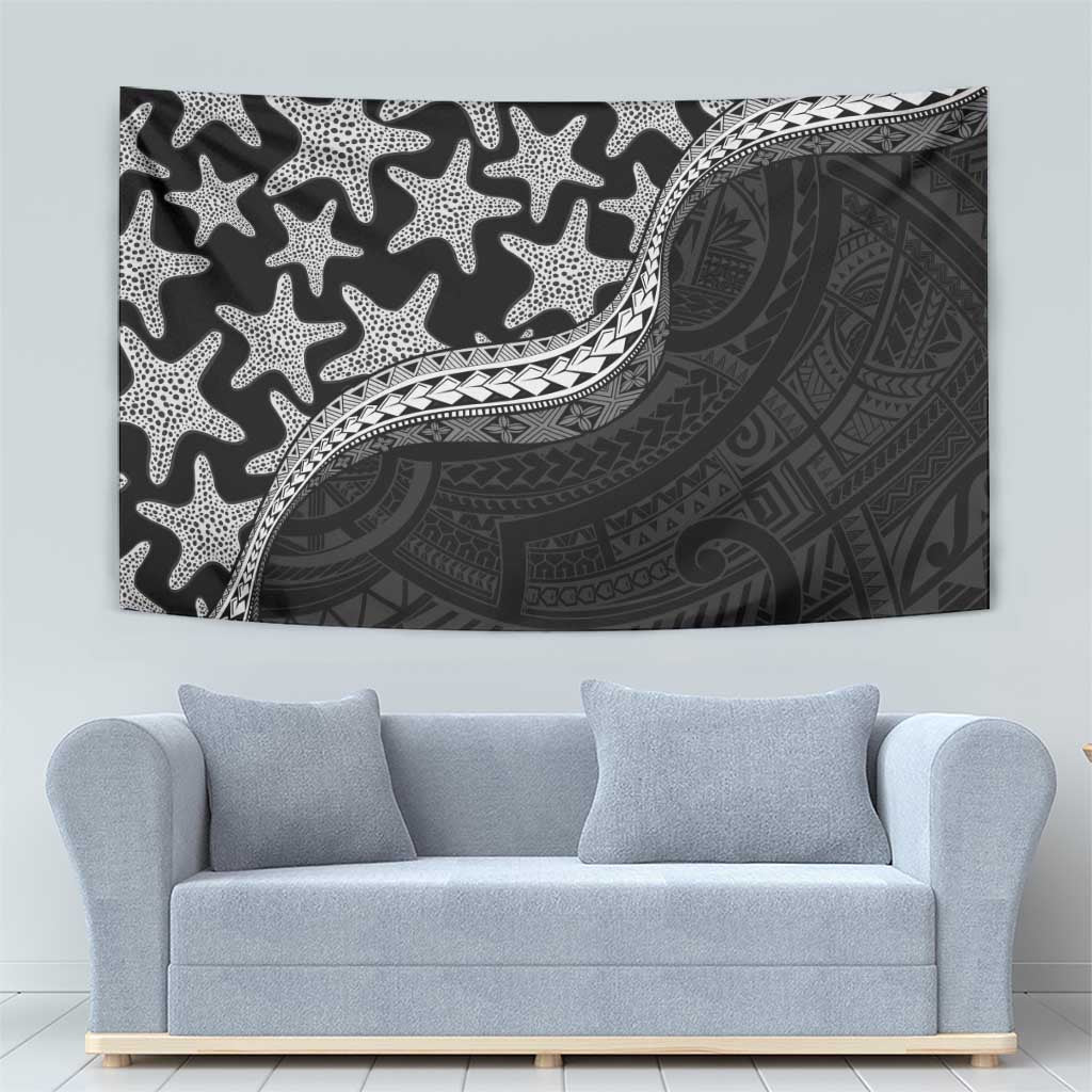 Monotone Polynesian Starfish Unique Pattern Tapestry