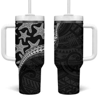 Monotone Polynesian Starfish Unique Pattern Tumbler With Handle