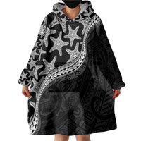 Monotone Polynesian Starfish Unique Pattern Wearable Blanket Hoodie