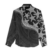 Monotone Polynesian Starfish Unique Pattern Women Casual Shirt