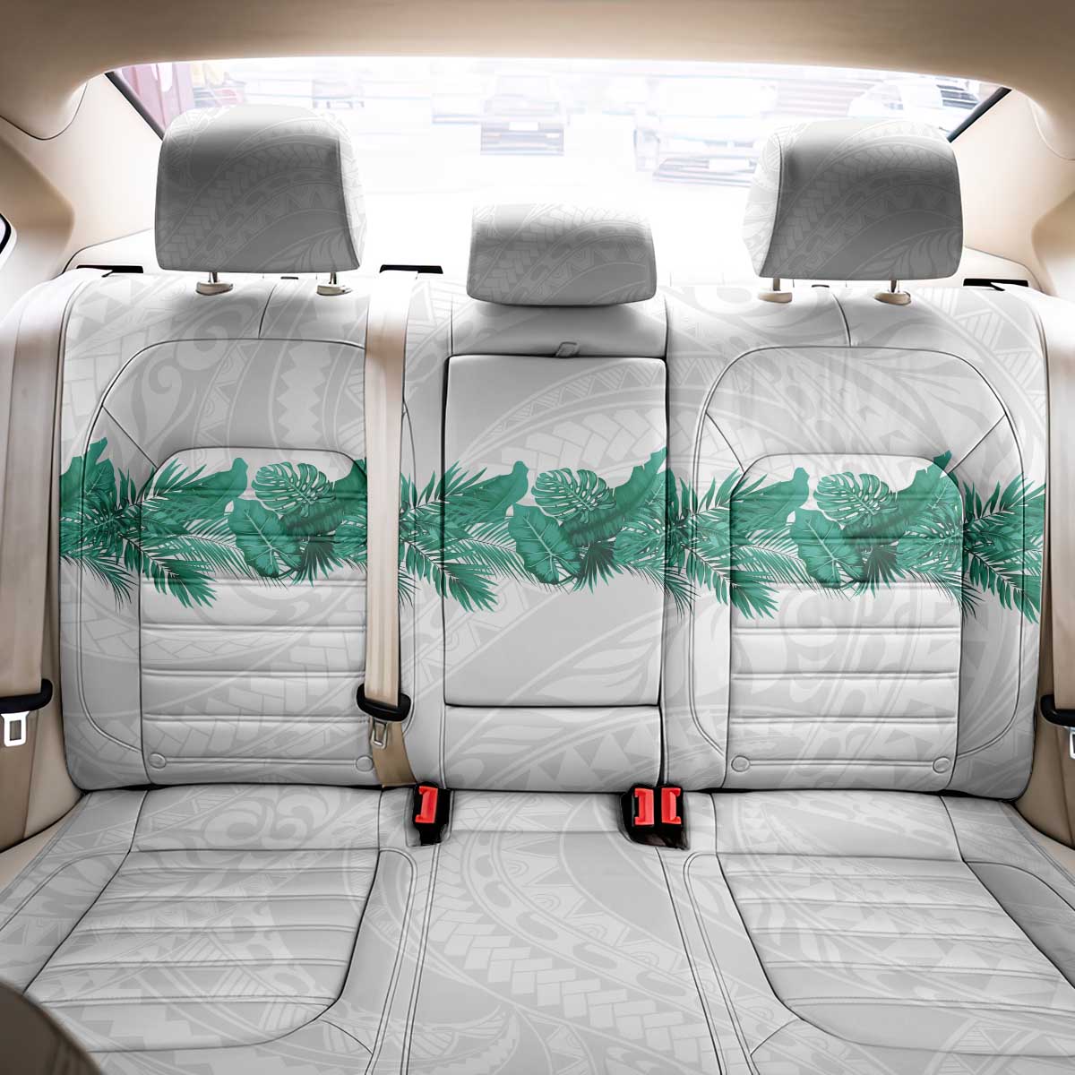 Hawaii Tropical Leaves Back Car Seat Cover Polynesian Pattern