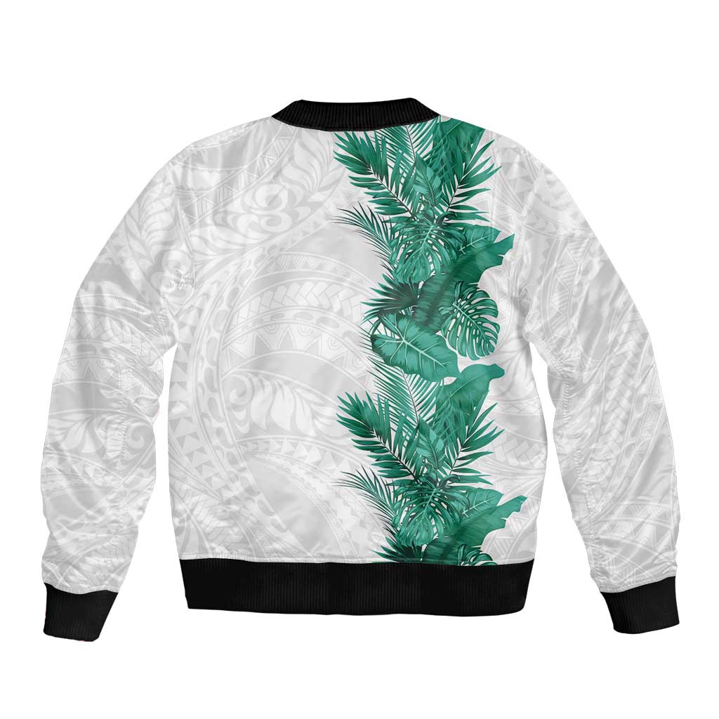 Hawaii Tropical Leaves Bomber Jacket Polynesian Pattern