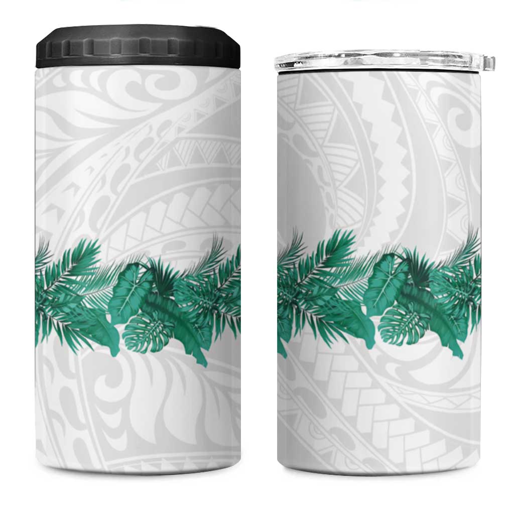 Hawaii Tropical Leaves 4 in 1 Can Cooler Tumbler Polynesian Pattern LT01 One Size: 16 oz White - Polynesian Pride