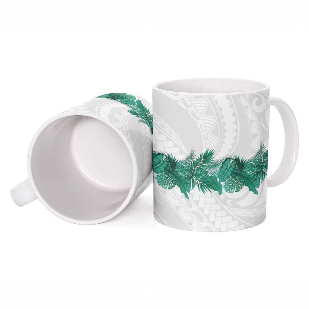 Hawaii Tropical Leaves Ceramic Mug Polynesian Pattern