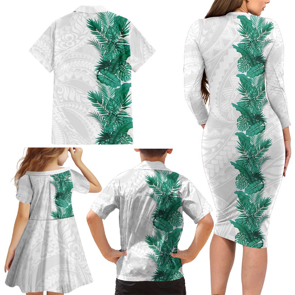 Hawaii Tropical Leaves Family Matching Long Sleeve Bodycon Dress and Hawaiian Shirt Polynesian Pattern LT01 - Polynesian Pride