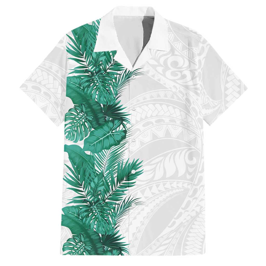 Hawaii Tropical Leaves Family Matching Off Shoulder Maxi Dress and Hawaiian Shirt Polynesian Pattern