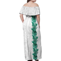 Hawaii Tropical Leaves Family Matching Off Shoulder Maxi Dress and Hawaiian Shirt Polynesian Pattern
