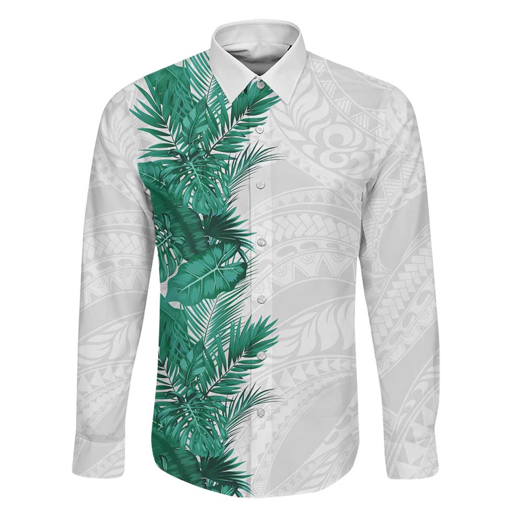 Hawaii Tropical Leaves Family Matching Off Shoulder Short Dress and Hawaiian Shirt Polynesian Pattern