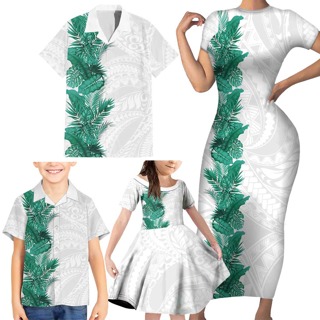 Hawaii Tropical Leaves Family Matching Short Sleeve Bodycon Dress and Hawaiian Shirt Polynesian Pattern LT01 - Polynesian Pride