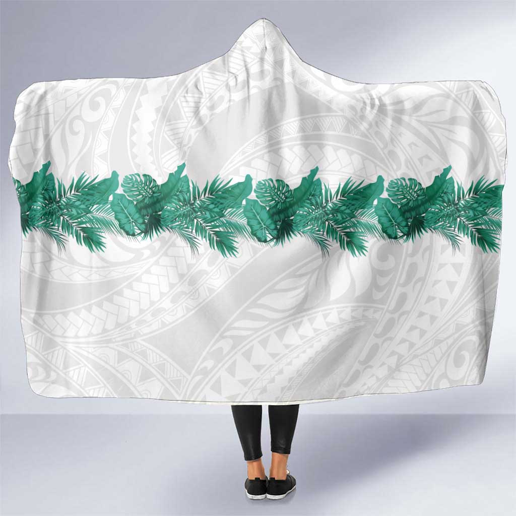 Hawaii Tropical Leaves Hooded Blanket Polynesian Pattern