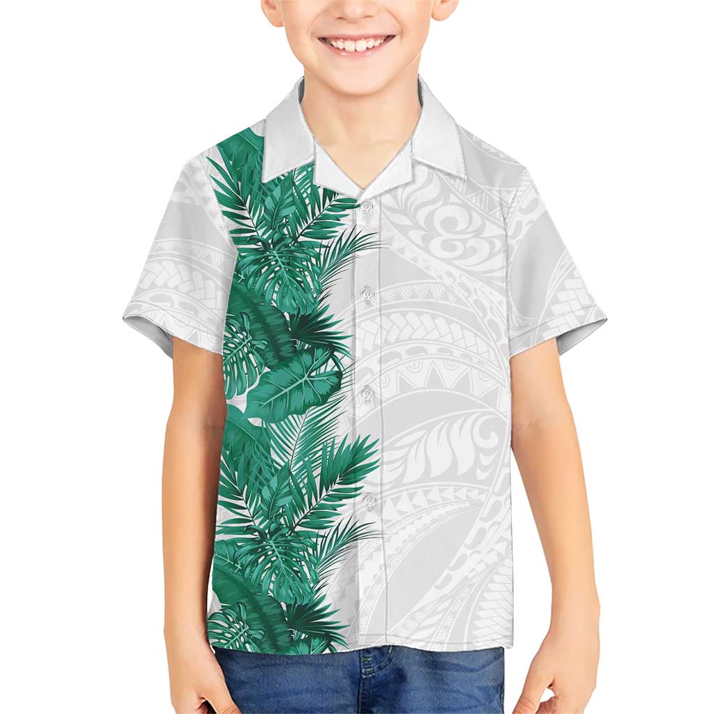 Hawaii Tropical Leaves Kid Hawaiian Shirt Polynesian Pattern LT01 Kid White - Polynesian Pride