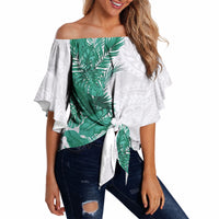 Hawaii Tropical Leaves Off Shoulder Wrap Waist Top Polynesian Pattern LT01 - Polynesian Pride