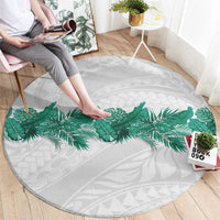 Hawaii Tropical Leaves Round Carpet Polynesian Pattern