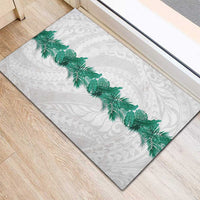Hawaii Tropical Leaves Rubber Doormat Polynesian Pattern