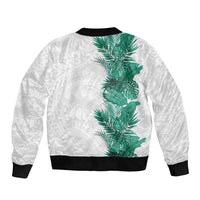 Hawaii Tropical Leaves Sleeve Zip Bomber Jacket Polynesian Pattern