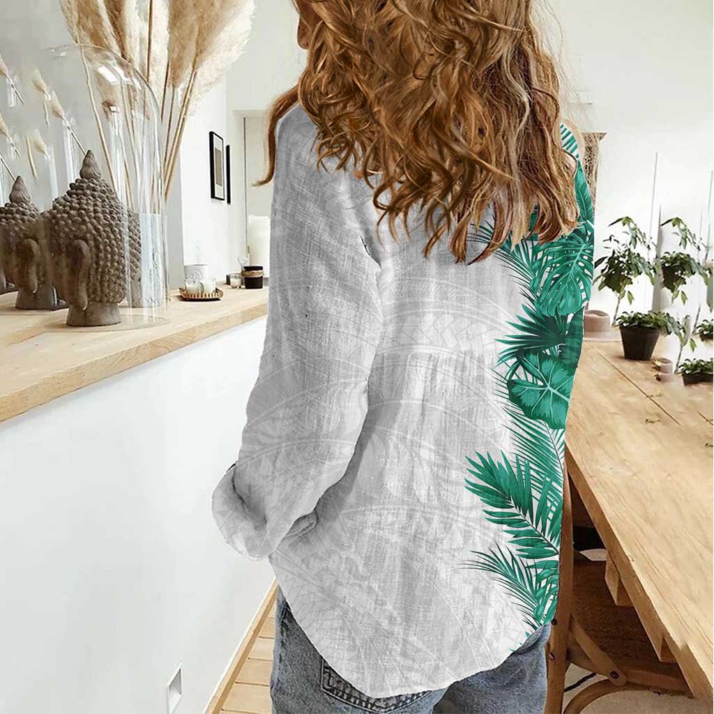 Hawaii Tropical Leaves Women Casual Shirt Polynesian Pattern
