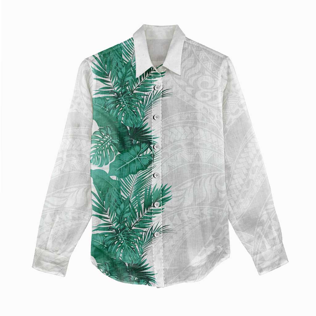 Hawaii Tropical Leaves Women Casual Shirt Polynesian Pattern