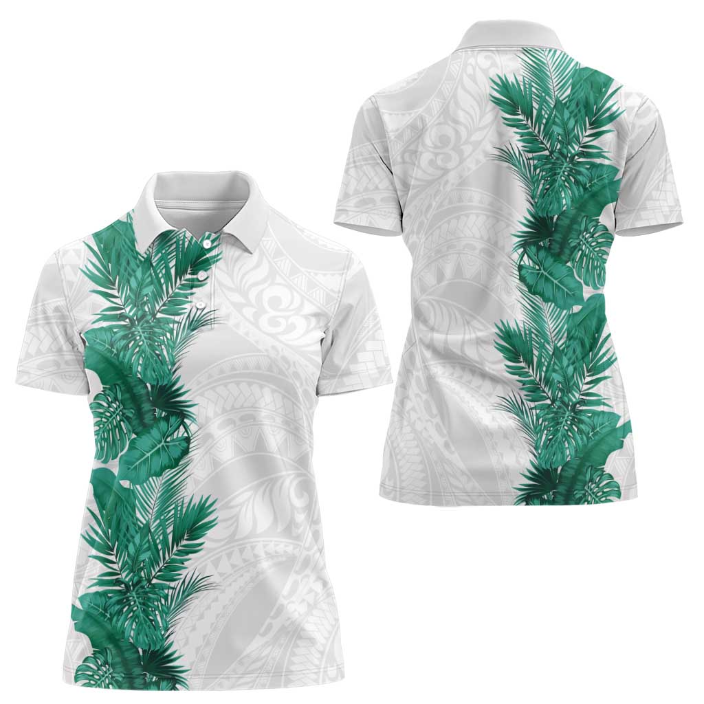 Hawaii Tropical Leaves Women Polo Shirt Polynesian Pattern