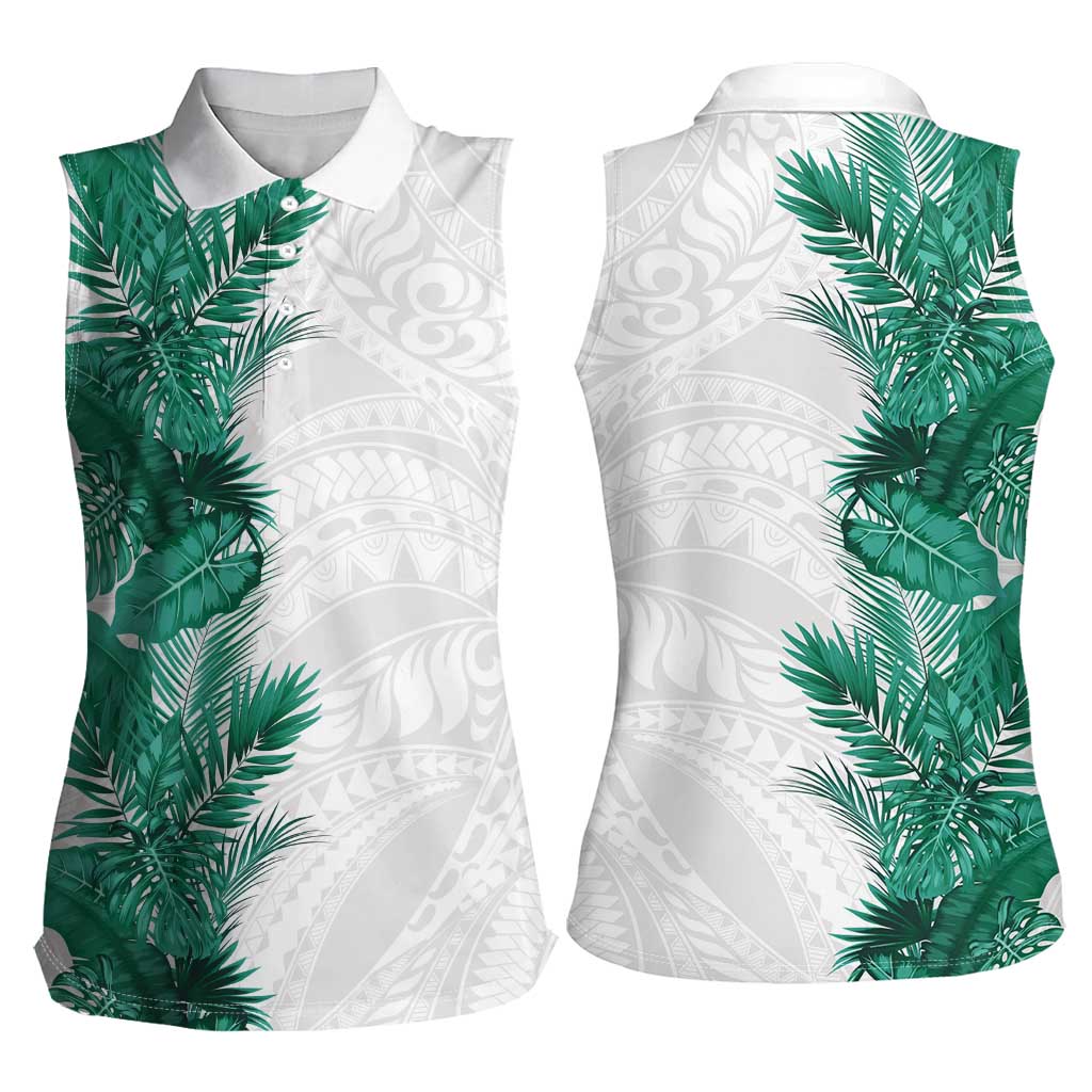 Hawaii Tropical Leaves Women Sleeveless Polo Shirt Polynesian Pattern