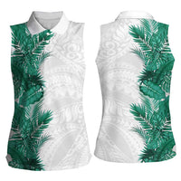 Hawaii Tropical Leaves Women Sleeveless Polo Shirt Polynesian Pattern