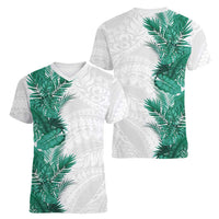 Hawaii Tropical Leaves Women V-Neck T-Shirt Polynesian Pattern LT01 - Polynesian Pride