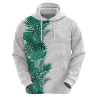 Hawaii Tropical Leaves Zip Hoodie Polynesian Pattern