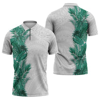 Hawaii Tropical Leaves Zipper Polo Shirt Polynesian Pattern