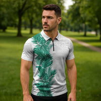 Hawaii Tropical Leaves Zipper Polo Shirt Polynesian Pattern