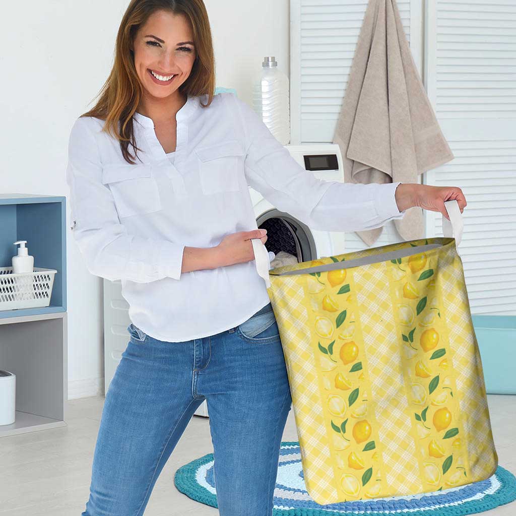 Hawaii Lemon Palaka Laundry Basket Striped Stylized